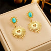 Titanium Steel Geometric Oval Retro Earrings With Electroplating Treatment