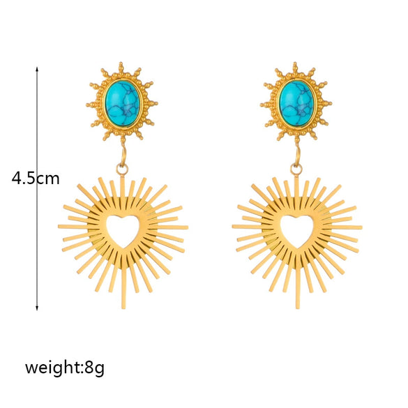 Titanium Steel Geometric Oval Retro Earrings With Electroplating Treatment