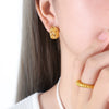 316L Stainless Steel Geometric Oval Woven Hollow Electroplated Women's Earrings