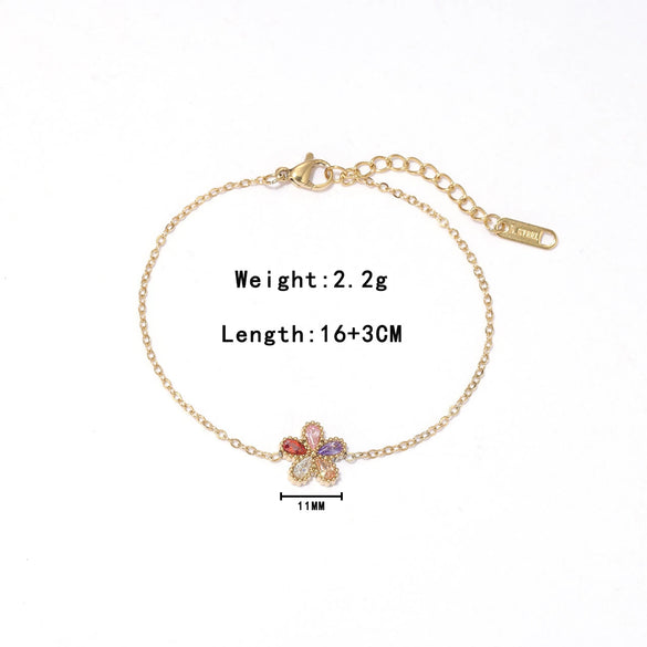 Titanium Steel Geometric Pattern Electroplated Minimalist Women's Bracelet With Plum Blossom Design
