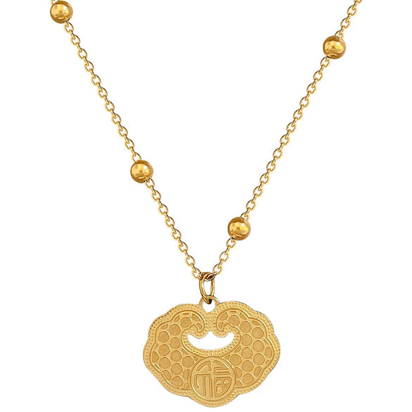 Titanium Steel Geometric Pattern Electroplated Normcore Style Cartoon Necklace For Unisex