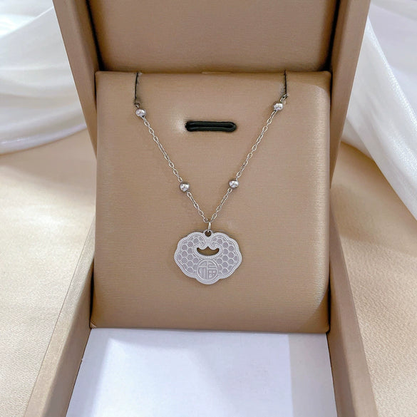 Titanium Steel Geometric Pattern Electroplated Normcore Style Cartoon Necklace For Unisex