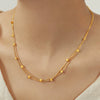 316L Stainless Steel Geometric Pattern Fashion Clip Bead Chain Double Layer Clavicle Necklace
