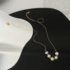 Titanium Steel Geometric Pearl Pendant Necklace For Women Light Luxury Snake Bone Chain