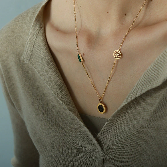 316L Stainless Steel Geometric Pendant Necklace Ochain For Women Electroplated Fashion Light Luxury