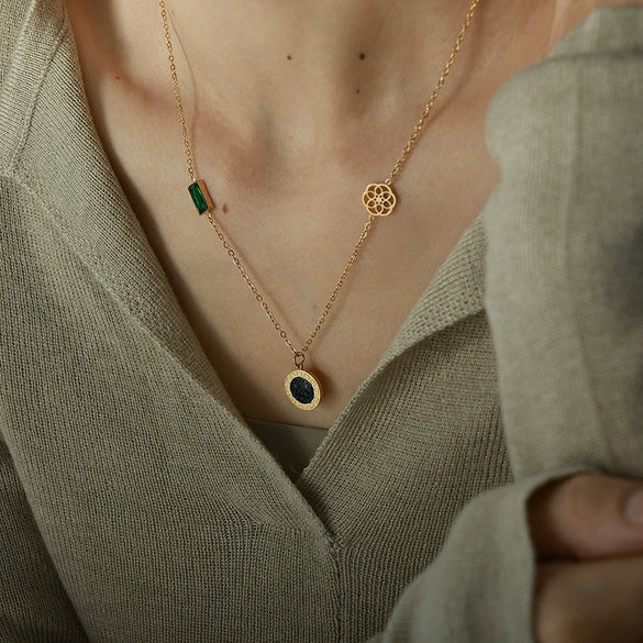 316L Stainless Steel Geometric Pendant Necklace Ochain For Women Electroplated Fashion Light Luxury