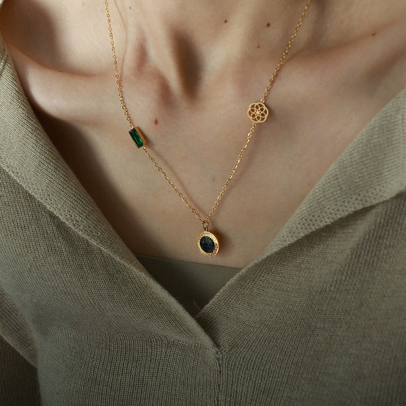 316L Stainless Steel Geometric Pendant Necklace Ochain For Women Electroplated Fashion Light Luxury