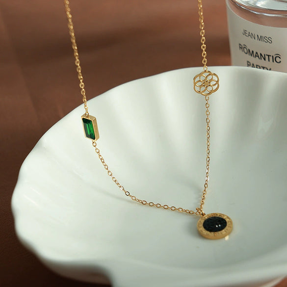 316L Stainless Steel Geometric Pendant Necklace Ochain For Women Electroplated Fashion Light Luxury