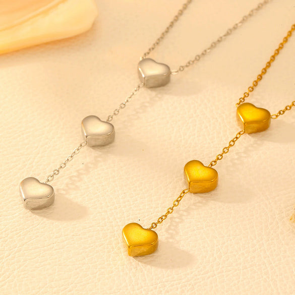 Titanium Steel Geometric Pendant Necklace With 18K Gold Plated Box Chain For Women Light Luxury Style