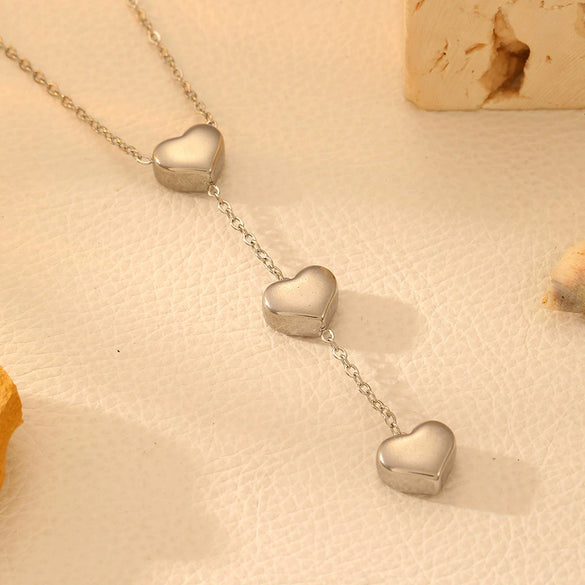 Titanium Steel Geometric Pendant Necklace With 18K Gold Plated Box Chain For Women Light Luxury Style