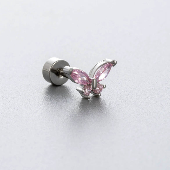 Titanium Steel Geometric Pink Zircon Ear Nails For Women