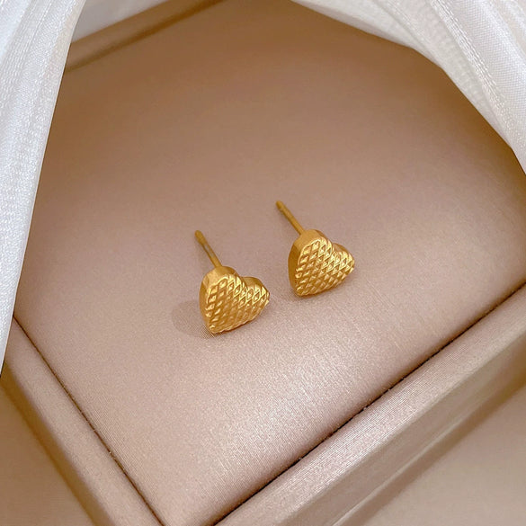 Titanium Steel Geometric Plaid Minimalist Style Electroplated Earrings For Women And Men