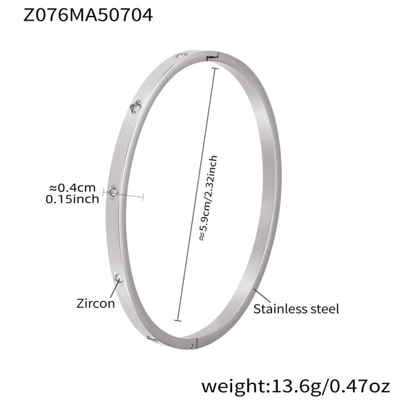 316L Stainless Steel Geometric Plain Ring Inlaid With Zircon Electroplated Bracelet Combination