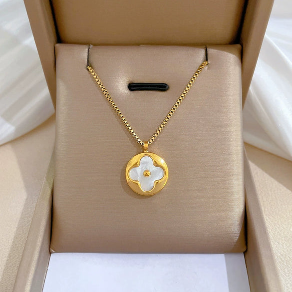 Titanium Steel Geometric Planet Necklace With Real Gold Electroplating For Unisex