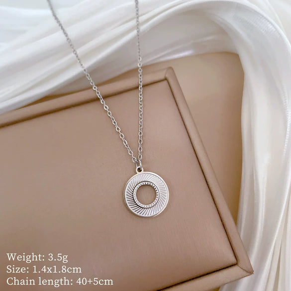 Titanium Steel Geometric Planet Necklace With Real Gold Electroplating For Unisex