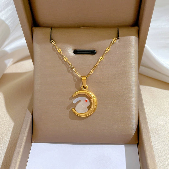 Titanium Steel Geometric Planet Necklace With Real Gold Electroplating For Unisex
