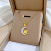 Titanium Steel Geometric Planet Necklace With Real Gold Electroplating For Unisex