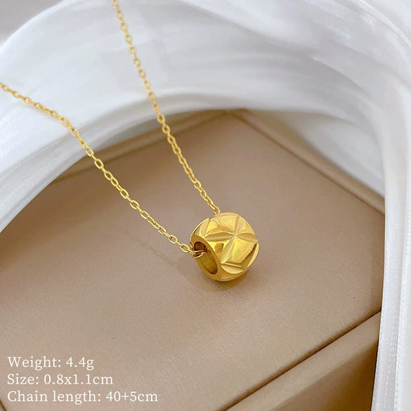 Titanium Steel Geometric Planet Necklace With Real Gold Electroplating For Unisex