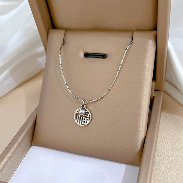 Titanium Steel Geometric Planet Necklace With Real Gold Electroplating For Unisex