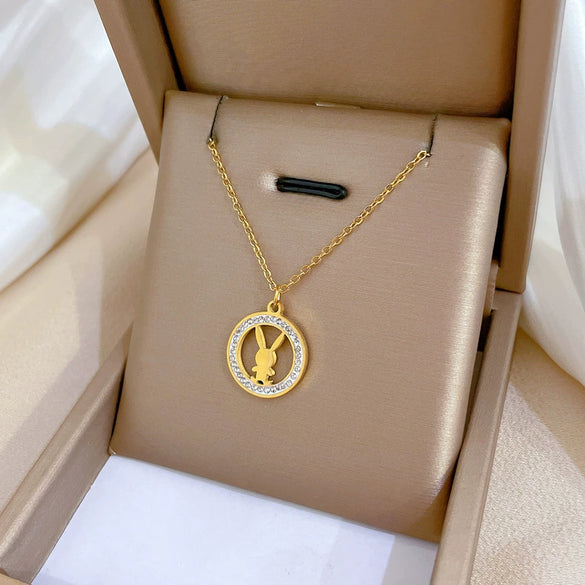 Titanium Steel Geometric Planet Necklace With Real Gold Electroplating For Unisex