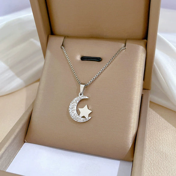 Titanium Steel Geometric Planet Necklace With Real Gold Electroplating For Unisex