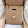 Titanium Steel Geometric Planet Necklace With Real Gold Electroplating For Unisex