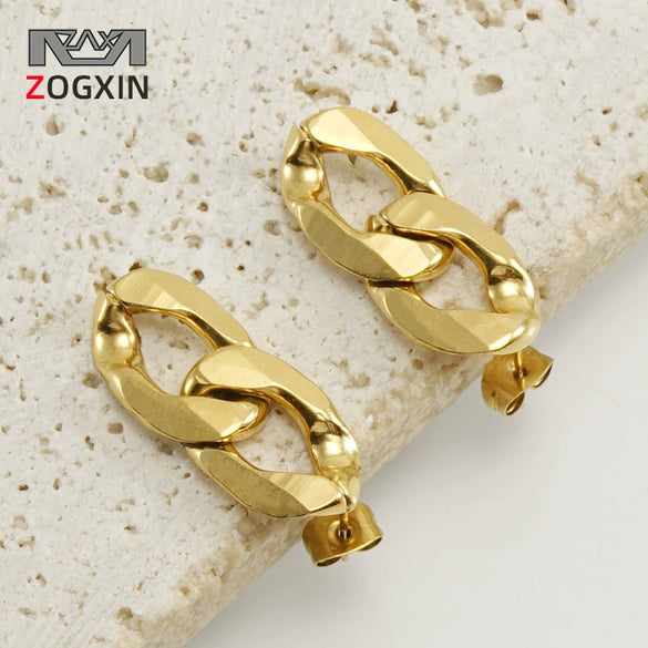 316L Stainless Steel Geometric Plated 18K Gold Irregular Earrings For Women