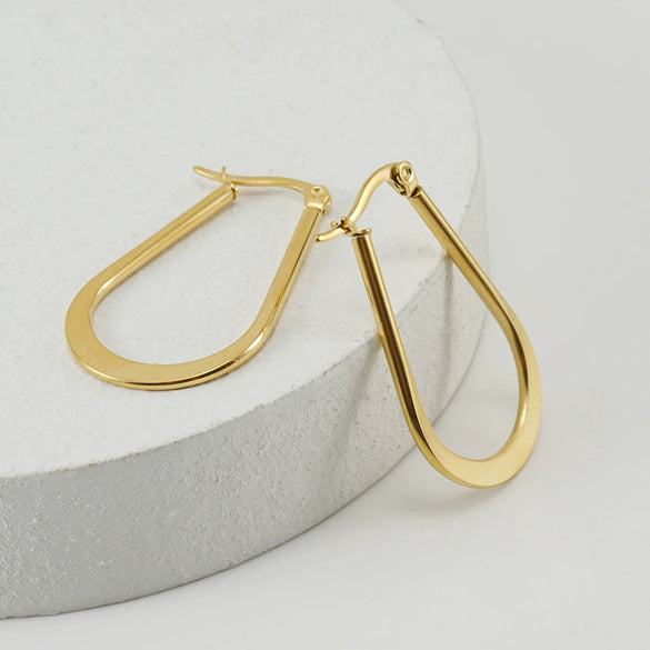 316L Stainless Steel Geometric Red Water Drop Women's Earrings With 18K Vacuum Plating