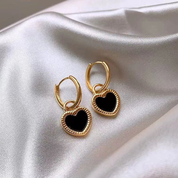 Titanium Steel Geometric Retro Love Doublesided Asymmetric Electroplated Women's Earrings