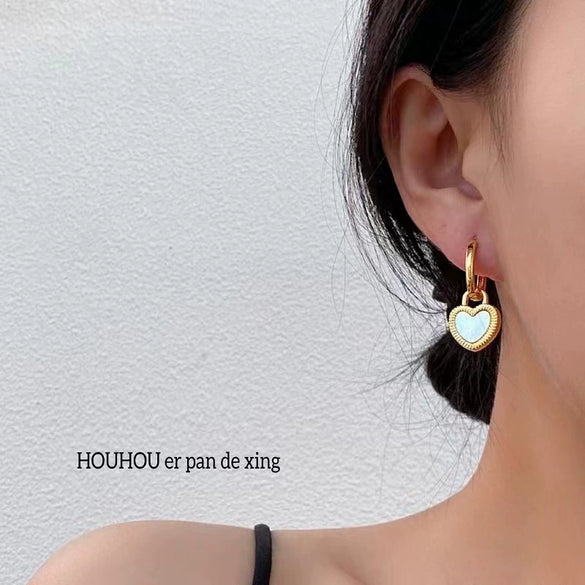 Titanium Steel Geometric Retro Love Doublesided Asymmetric Electroplated Women's Earrings
