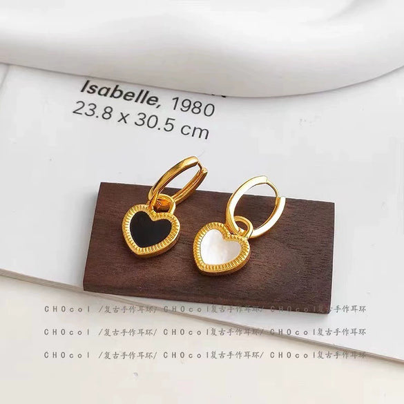 Titanium Steel Geometric Retro Love Doublesided Asymmetric Electroplated Women's Earrings