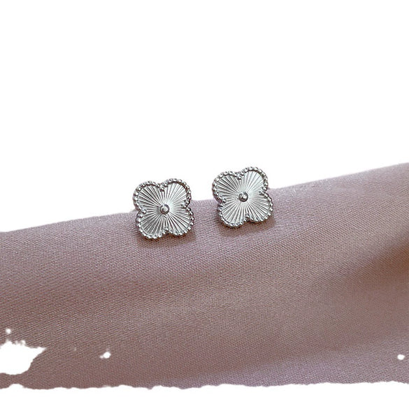 Titanium Steel Geometric Retro Lucky Grass Style Electroplated Earrings For Men And Women