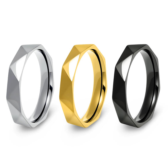 Titanium Steel Geometric Ring And Bracelet For Women With Electroplating
