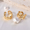 Titanium Steel Geometric Ring Electroplated Style