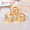 Titanium Steel Geometric Ring Electroplated Style