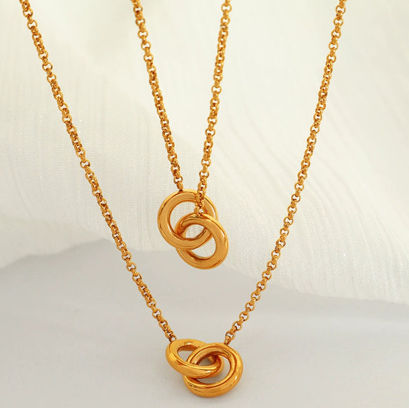316L Stainless Steel Geometric Ring Pendant Clavicle Chain For Women With Electroplating Treatment