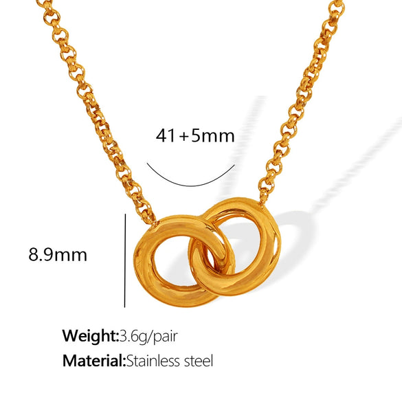 316L Stainless Steel Geometric Ring Pendant Clavicle Chain For Women With Electroplating Treatment