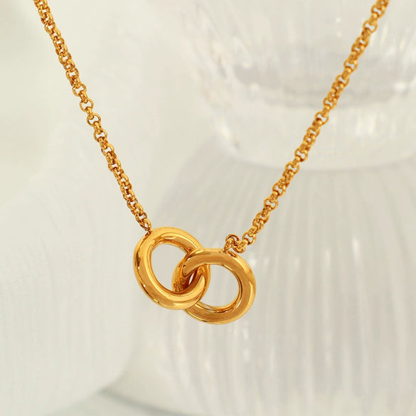 316L Stainless Steel Geometric Ring Pendant Clavicle Chain For Women With Electroplating Treatment