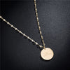 Titanium Steel Geometric Roman Triple Circle Necklace With Diamond Accents Rose Gold Pendant Clavicle Chain Jewelry For Children