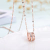 Titanium Steel Geometric Roman Triple Circle Necklace With Diamond Accents Rose Gold Pendant Clavicle Chain Jewelry For Children