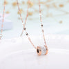 Titanium Steel Geometric Roman Triple Circle Necklace With Diamond Accents Rose Gold Pendant Clavicle Chain Jewelry For Children