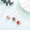 Titanium Steel Geometric Roman Triple Circle Necklace With Diamond Accents Rose Gold Pendant Clavicle Chain Jewelry For Children