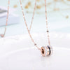 Titanium Steel Geometric Roman Triple Circle Necklace With Diamond Accents Rose Gold Pendant Clavicle Chain Jewelry For Children
