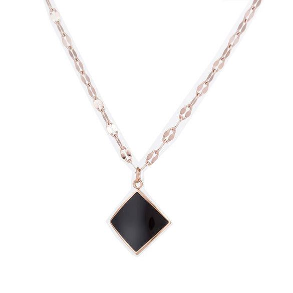 Titanium Steel Geometric Roman Triple Circle Necklace With Diamond Accents Rose Gold Pendant Clavicle Chain Jewelry For Children