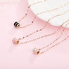 Titanium Steel Geometric Roman Triple Circle Necklace With Diamond Accents Rose Gold Pendant Clavicle Chain Jewelry For Children
