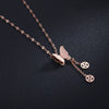 Titanium Steel Geometric Roman Triple Circle Necklace With Diamond Accents Rose Gold Pendant Clavicle Chain Jewelry For Children