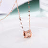 Titanium Steel Geometric Roman Triple Circle Necklace With Diamond Accents Rose Gold Pendant Clavicle Chain Jewelry For Children