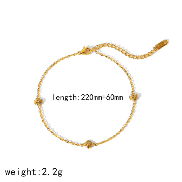 Titanium Steel Geometric Rose Anklet For Women's Jewelry