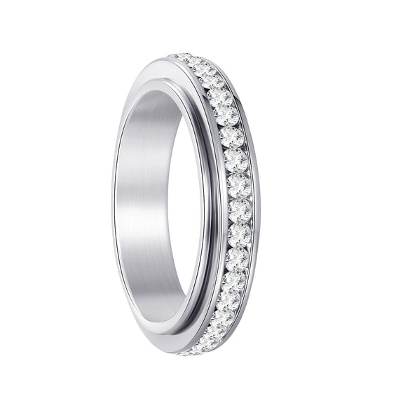 Titanium Steel Geometric Rotatable Decompression Ring With Electroplating For Unisex And Women