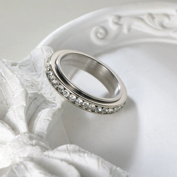 Titanium Steel Geometric Rotatable Decompression Ring With Electroplating For Unisex And Women